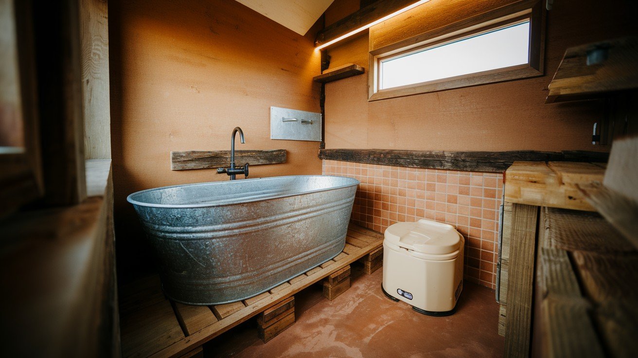 Earth-Inspired Layout with Stock Tank Tub