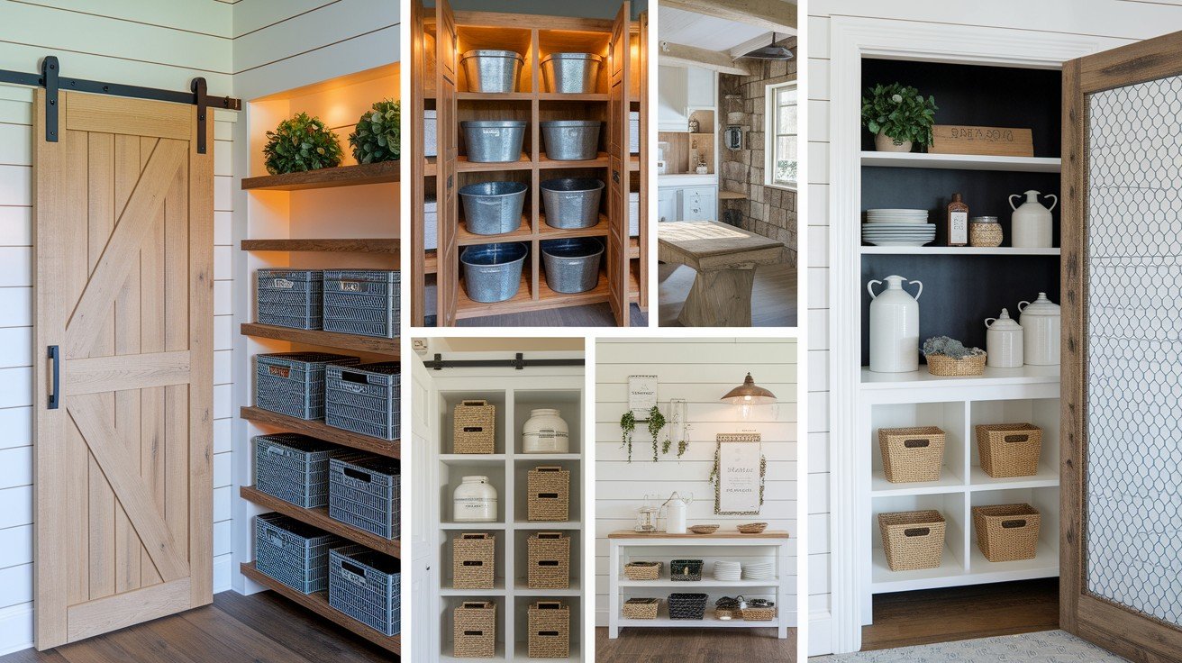 Farmhouse-Style DIY Corner Pantries