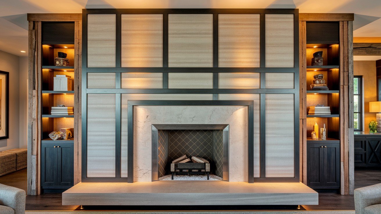 Fireplace Surround with Venetian Plaster Panels