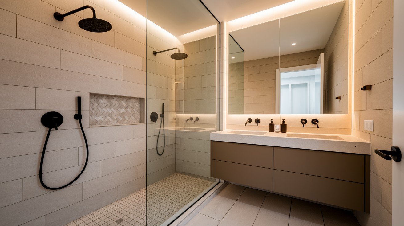 L-Shaped Walk-In Shower Design