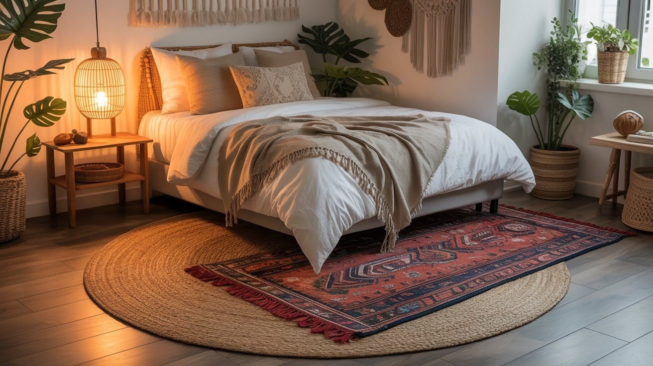 Layered Rugs for a Boho Vibe