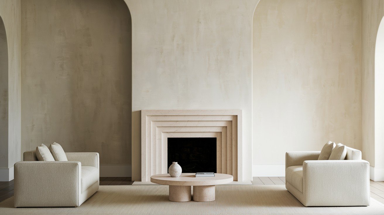 Minimalist Venetian Plaster Fireplace
