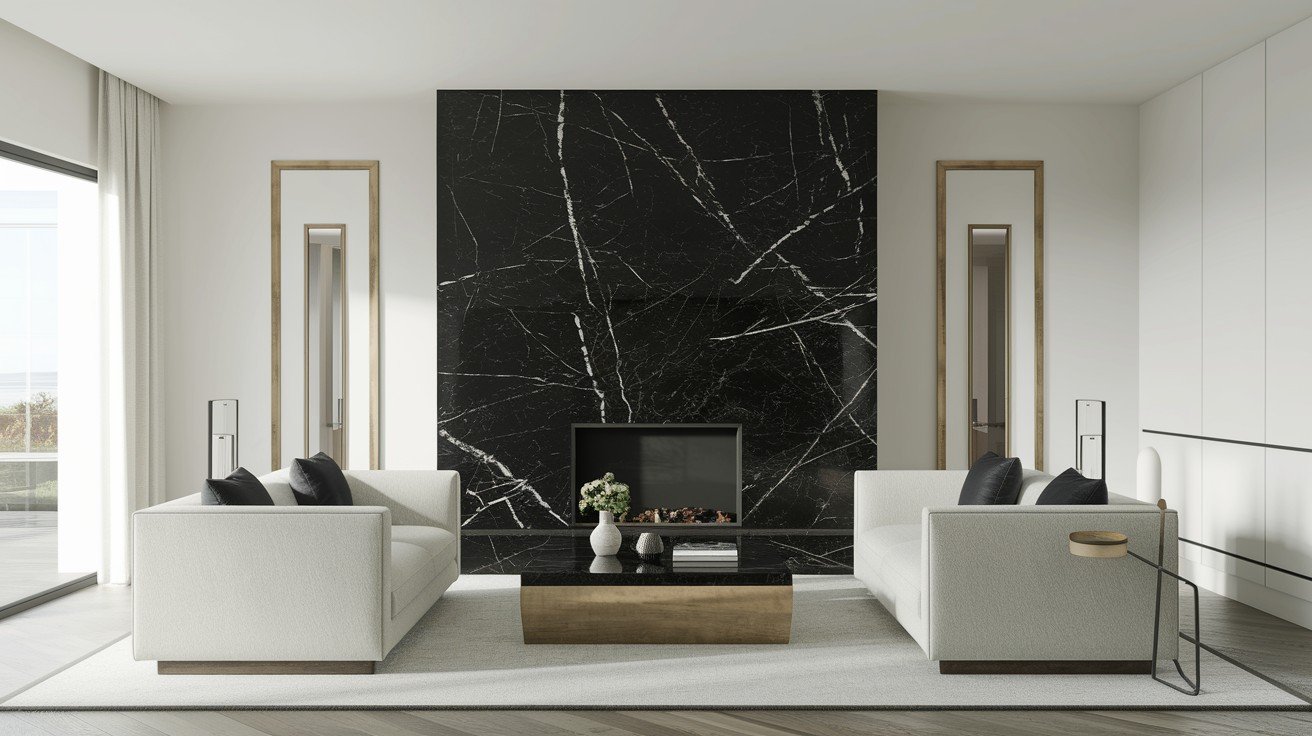 Modern Black Venetian Plaster Statement