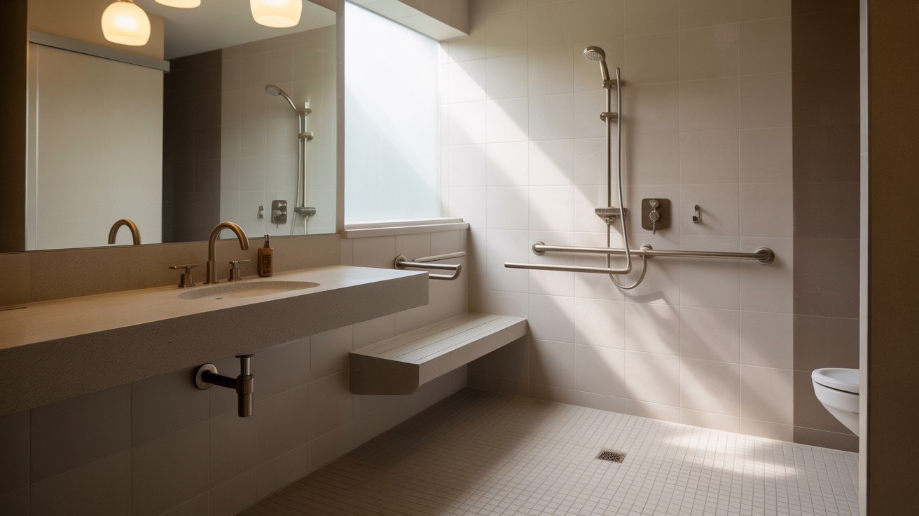Open Wet Room-Style ADA Bathroom