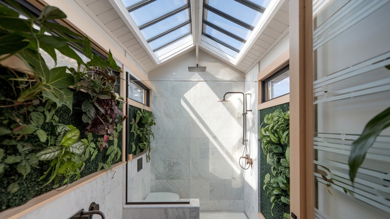 Skylight-Centered Open Bathroom