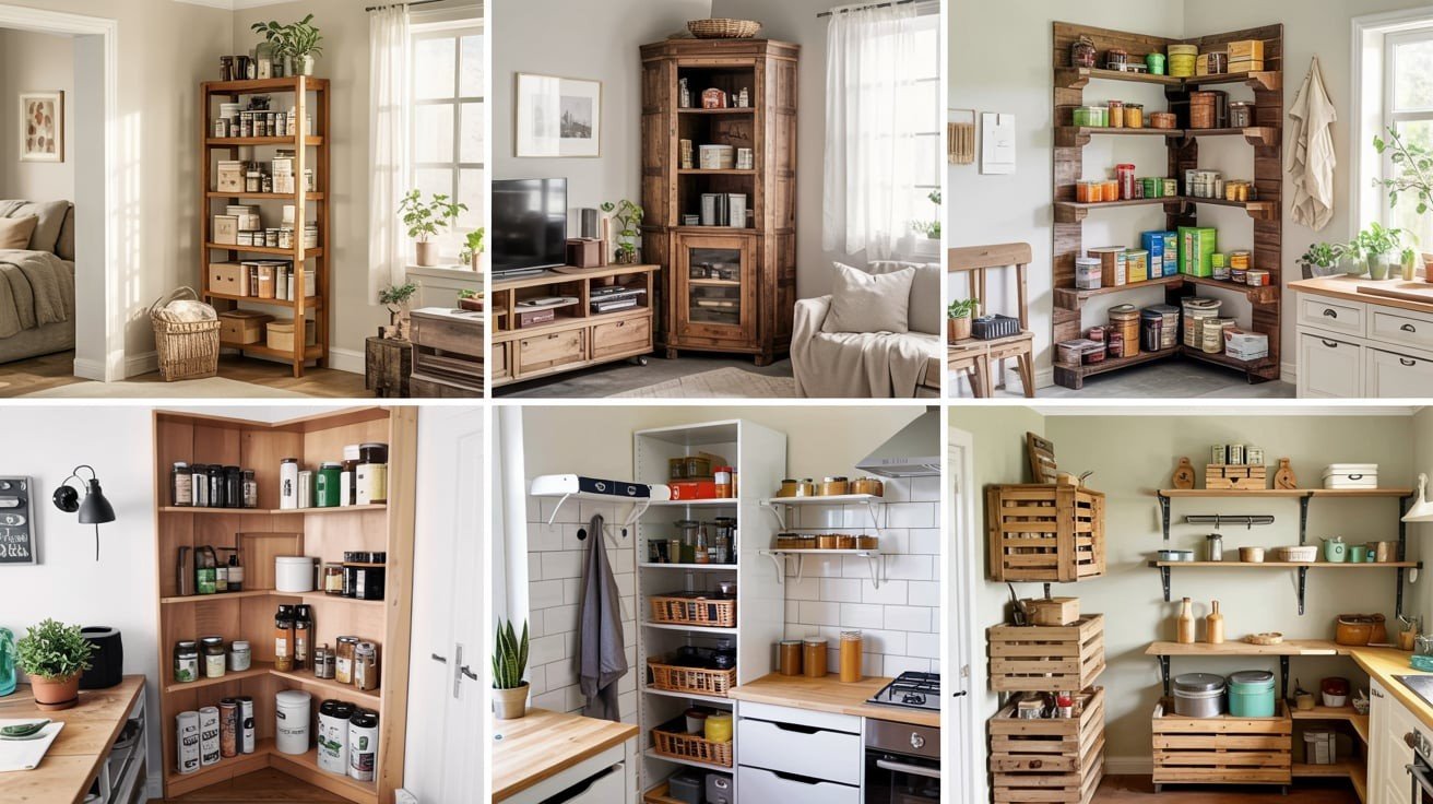 Upcycled and Budget DIY Corner Pantry Ideas