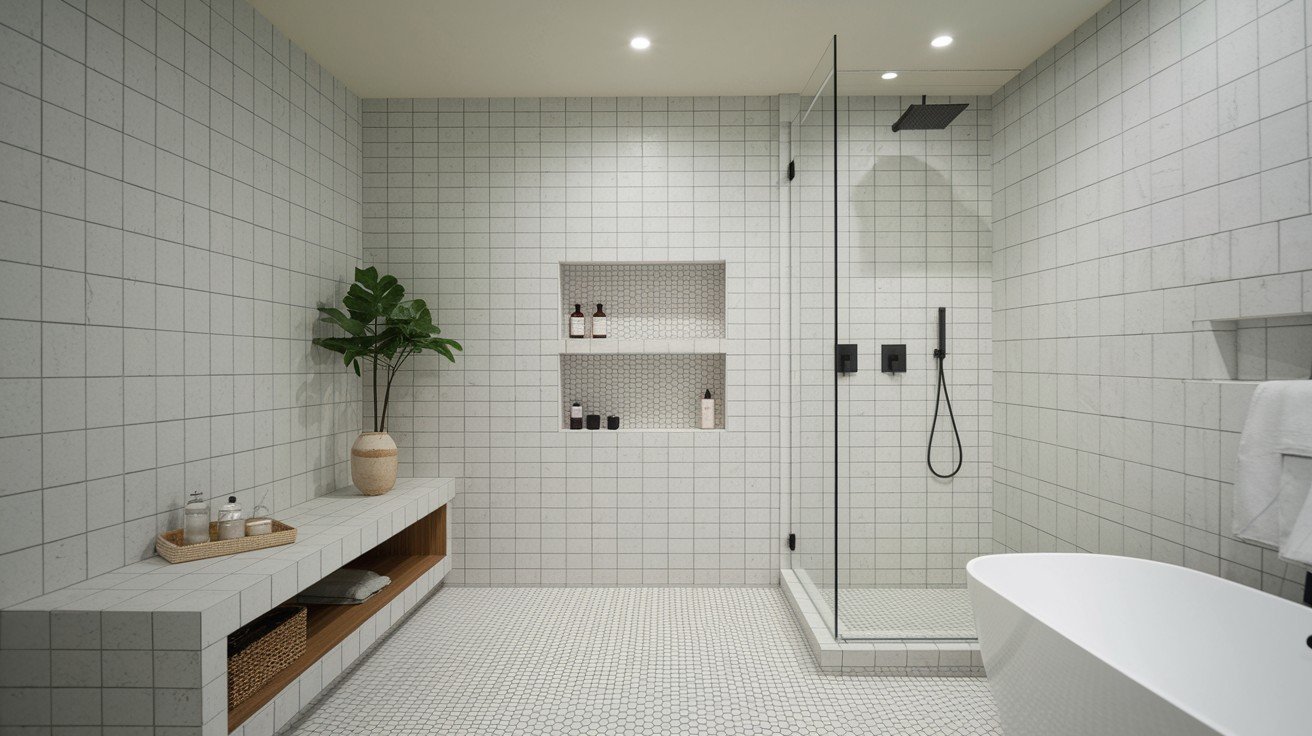 Walk-In Shower with Built-In Bench