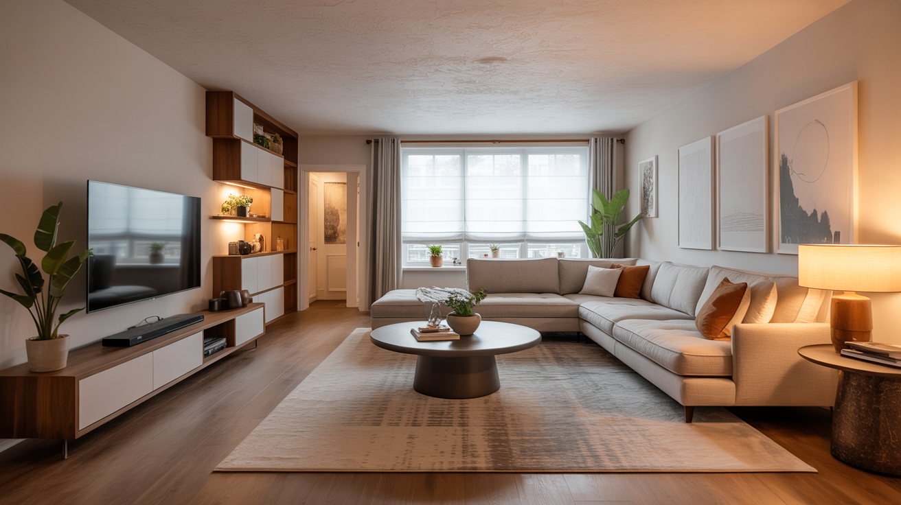 Angled Sectional with Corner TV