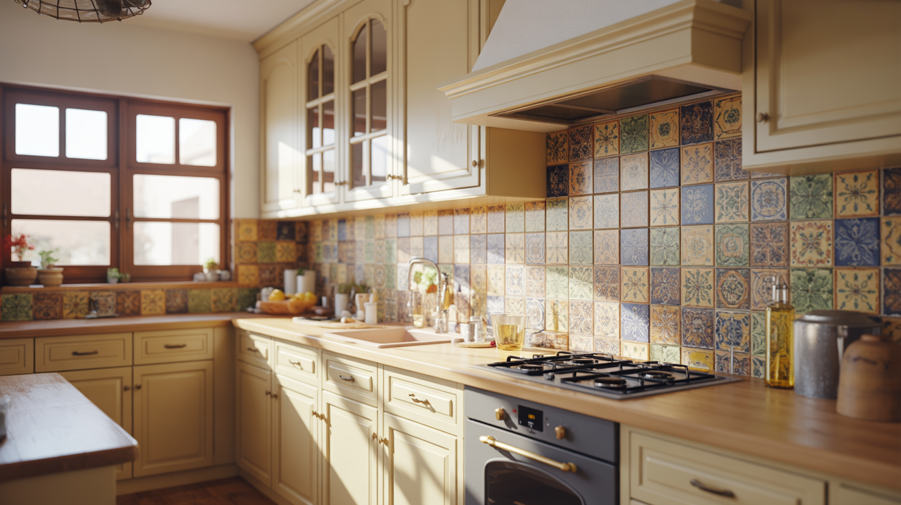 Colorful Tile Backsplash Kitchen