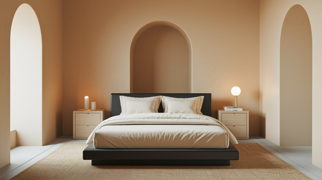 Black Bed Frame in a Light Neutral Room