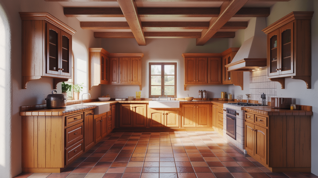 Classic Terracotta and Wood Kitchen