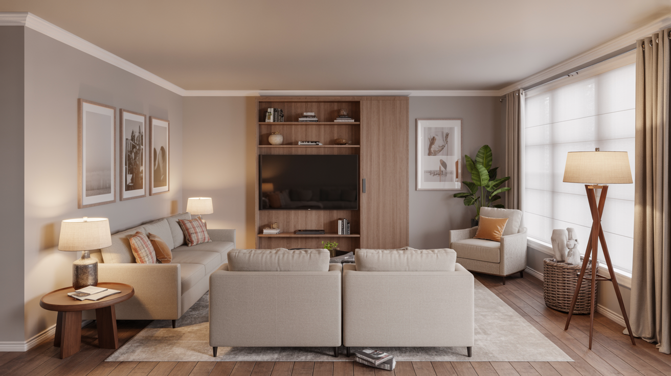 Cozy Reading Nook with Corner TV