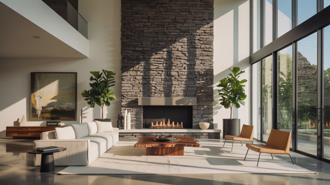 Floor-to-Ceiling Statement Fireplace