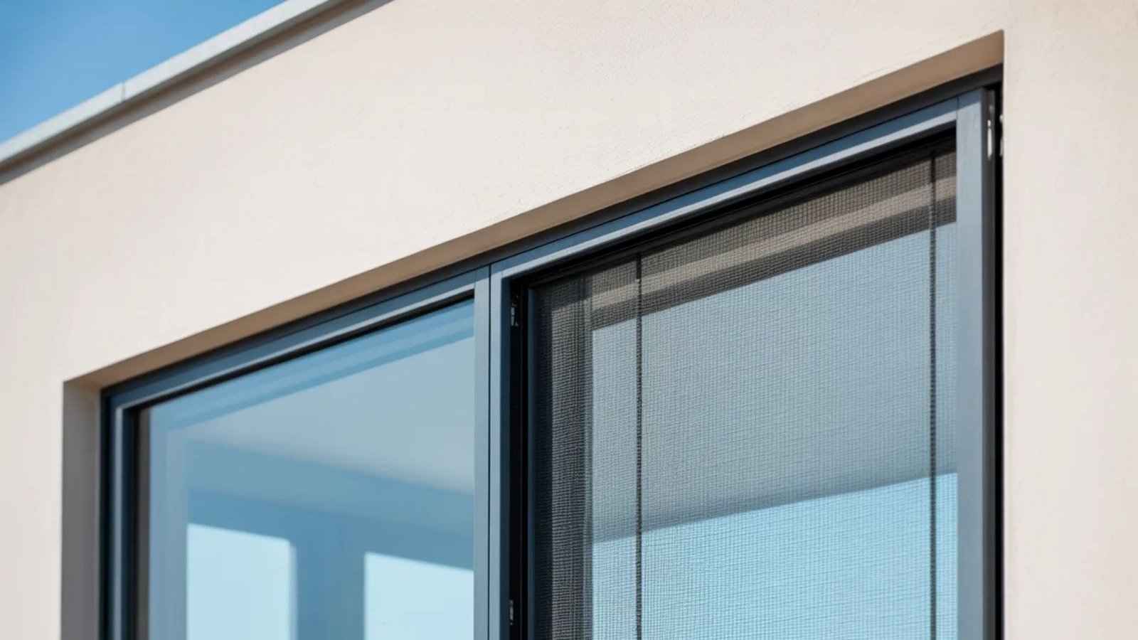 A window featuring a sliding door alongside a sliding glass door, showcasing a modern architectural design.