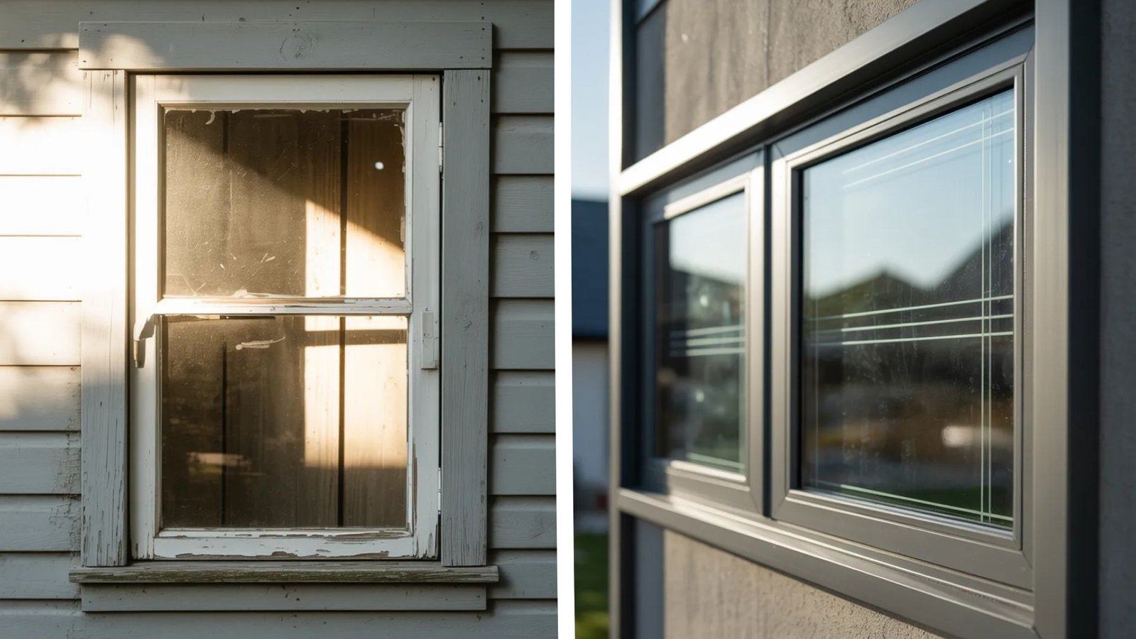 Before and after images of a window showcasing a significant improvement in clarity and appearance.