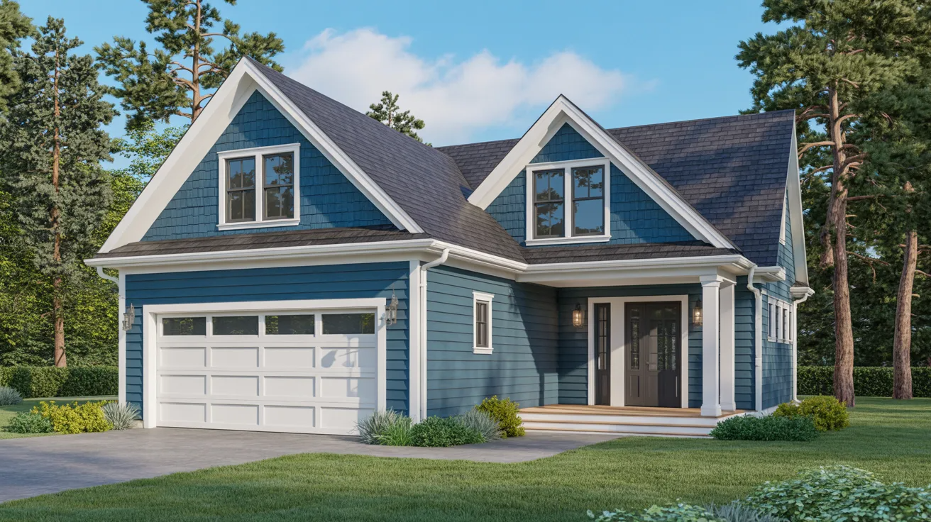 Navy Blue Siding With Bright White Trim