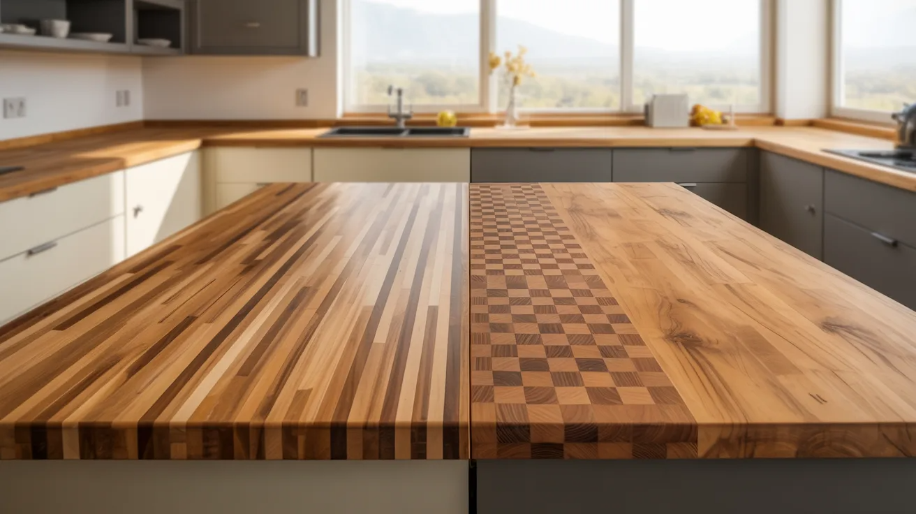 A kitchen counter featuring a classic checkered pattern in contrasting colors.
