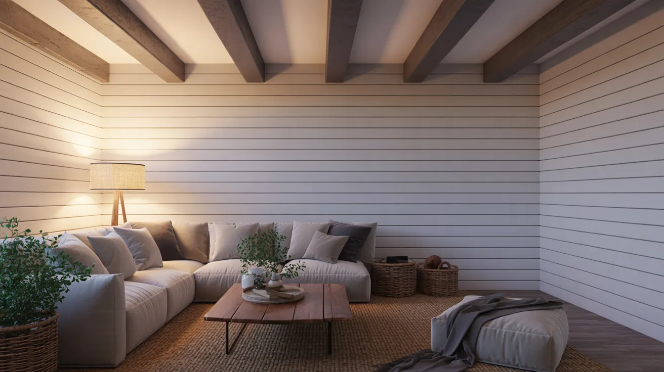 A cozy living room featuring a comfortable couch and a stylish table, creating a welcoming atmosphere.