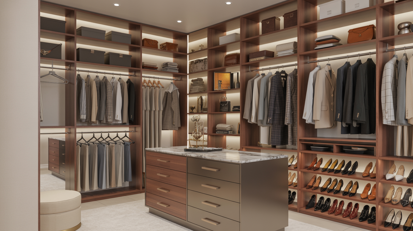 Vertical Storage with Shelves and Hanging Organizers