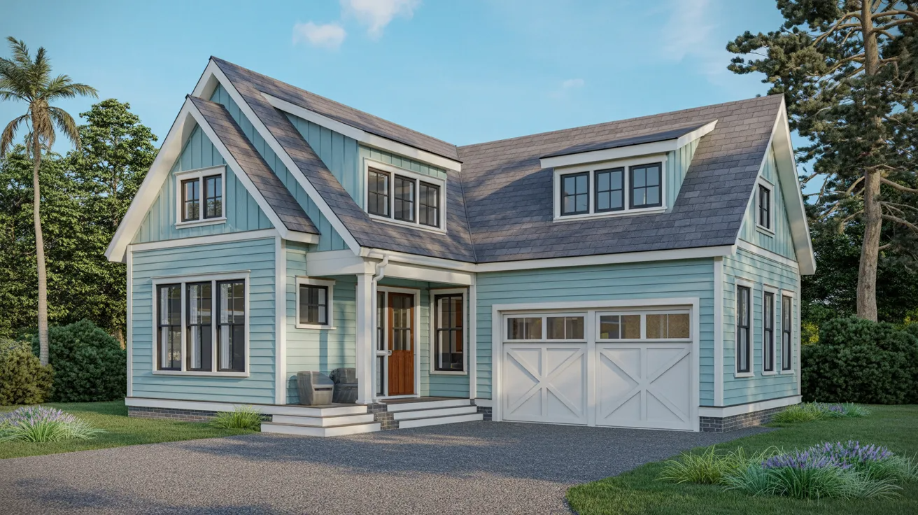 Light Blue Siding With Gray Trim
