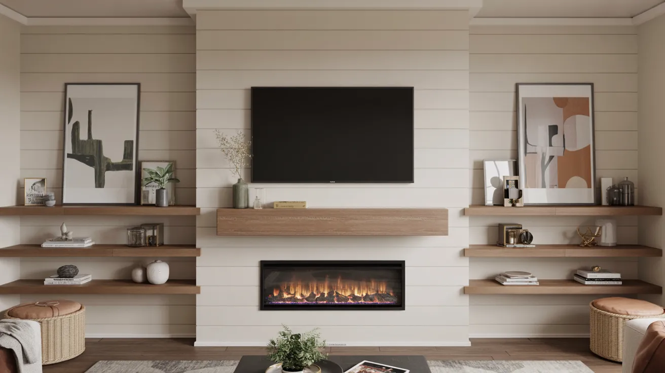 Shiplap Wall With Floating Mantel