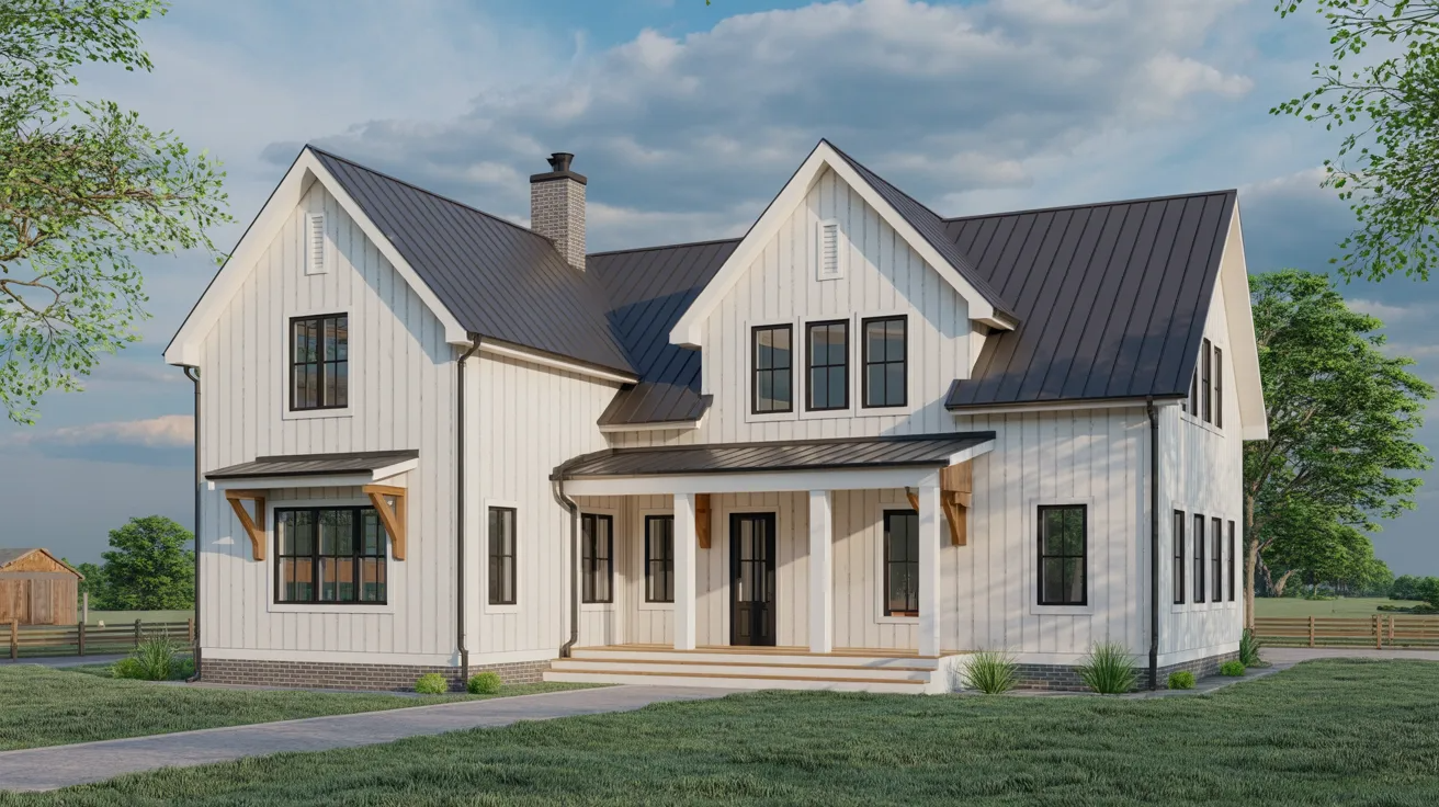 White Siding With Black Trim