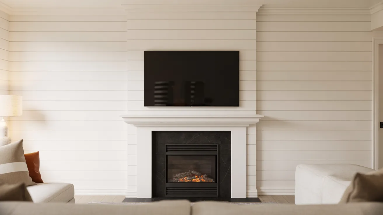 Classic White Shiplap Fireplace Wall