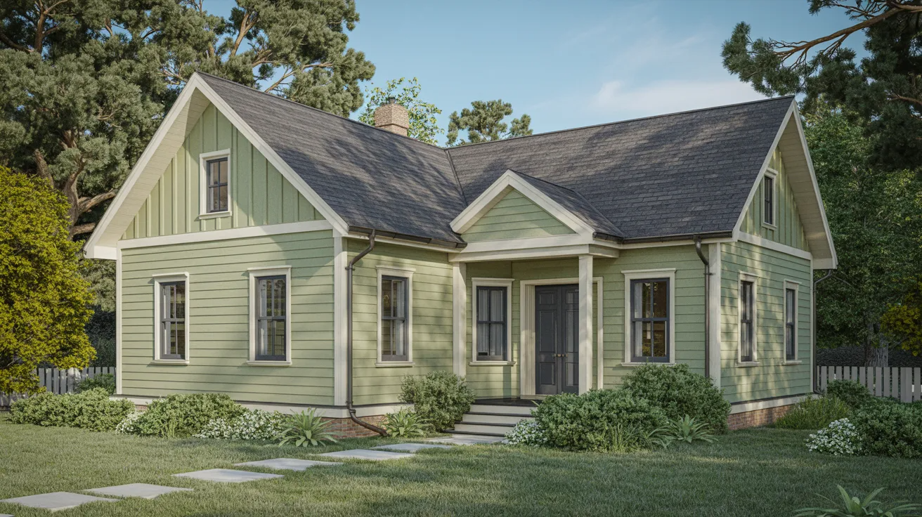 Sage Green Siding With Cream Trim