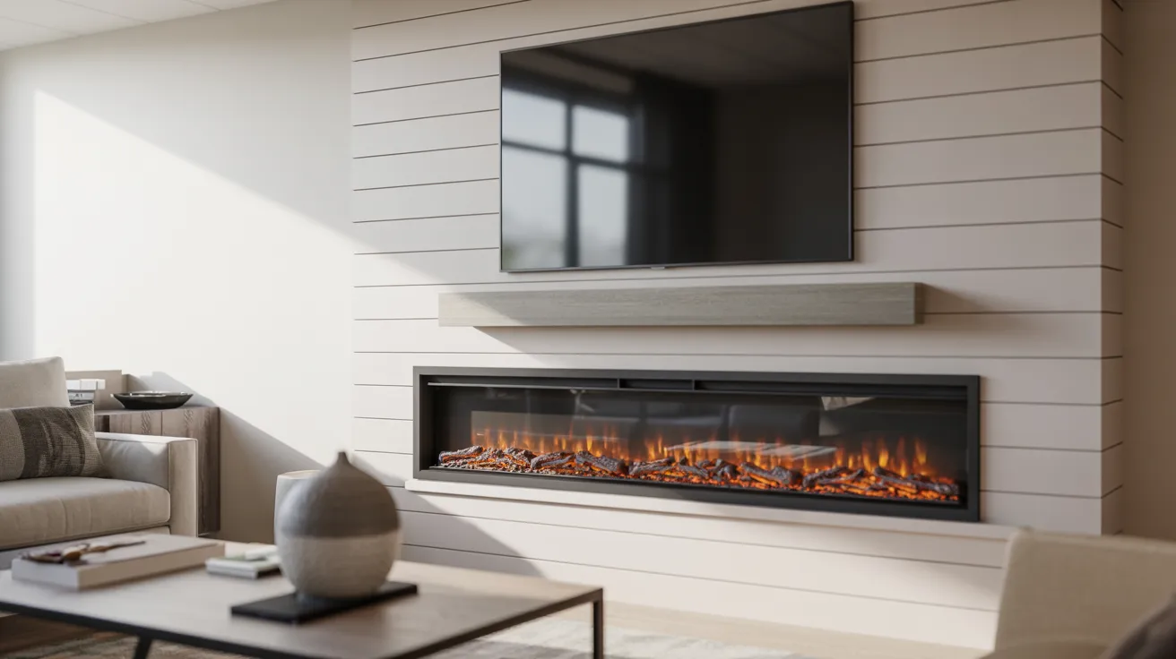 Modern Electric Fireplace With Shiplap