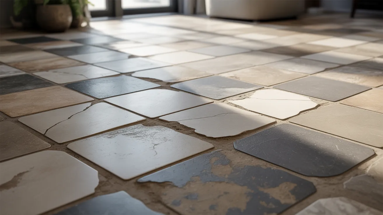 Tiled floor with a large window in the background, allowing natural light to illuminate the space.