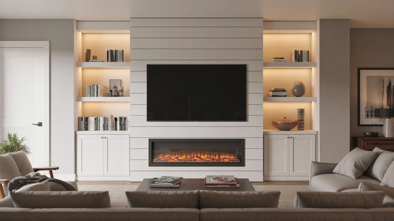 Shiplap TV Wall With Hidden Storage