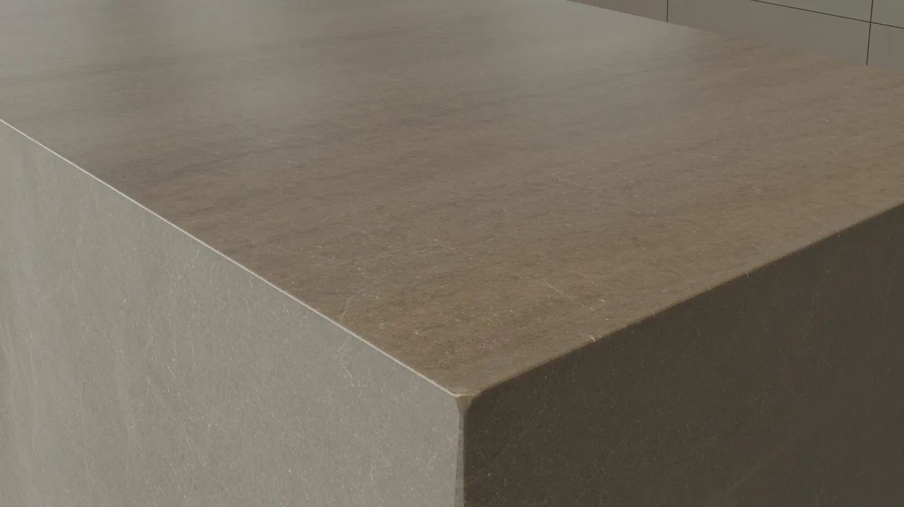 Close-up view of a polished marble countertop showcasing its intricate veining and smooth surface.