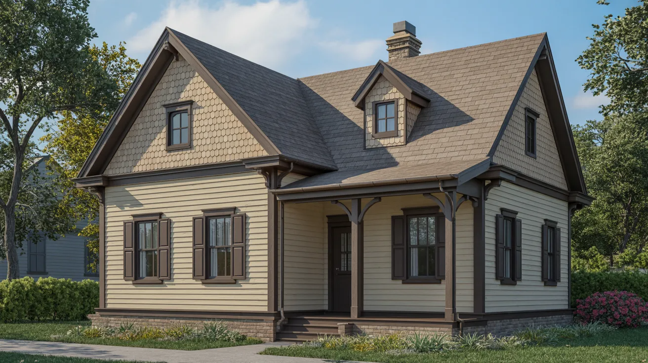 Beige Siding With Dark Brown Trim