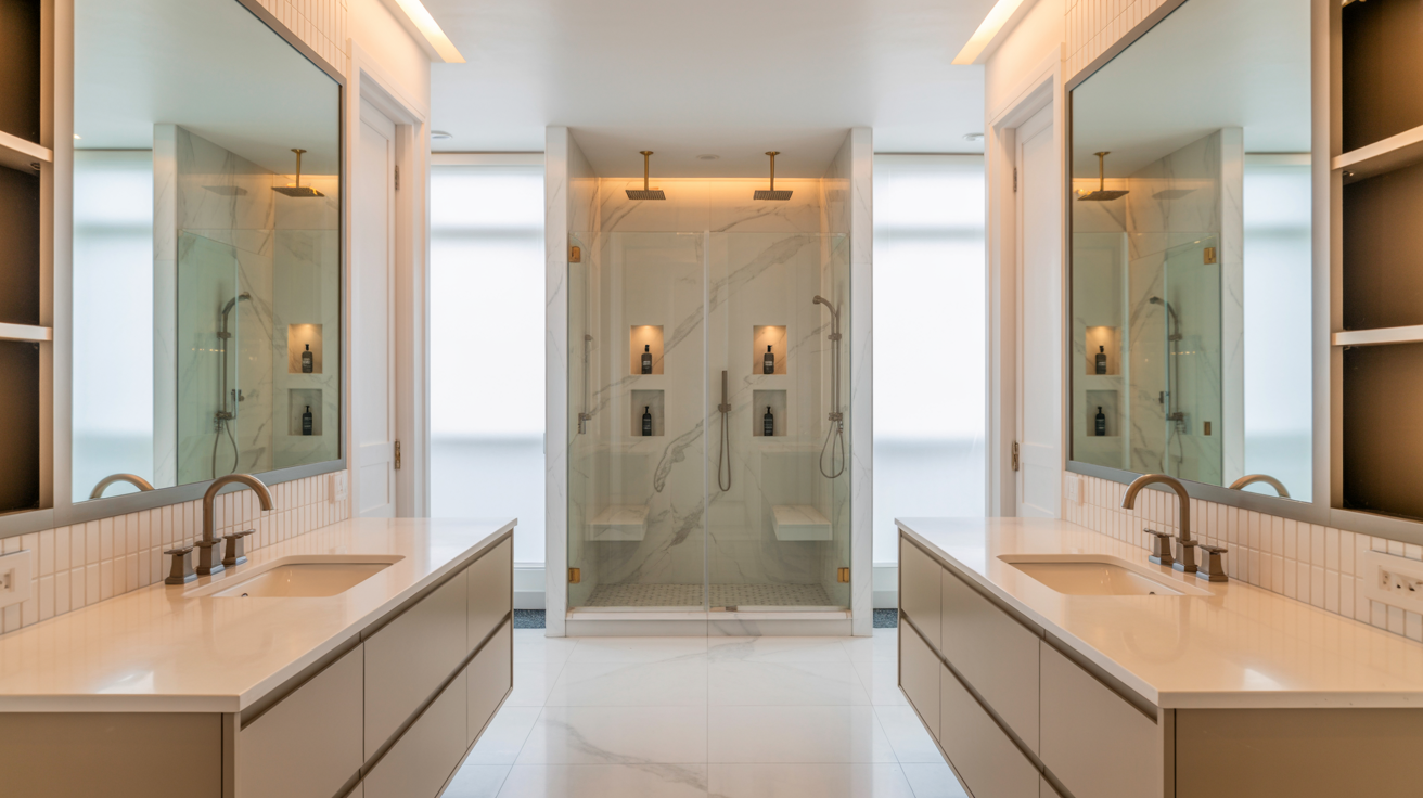 Jack and Jill Bathroom Layout with Separate Sinks