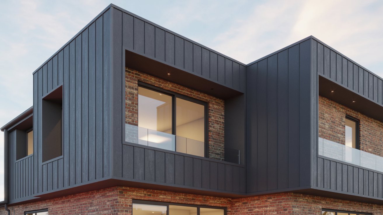 Metal Siding With Brick Exterior Accents