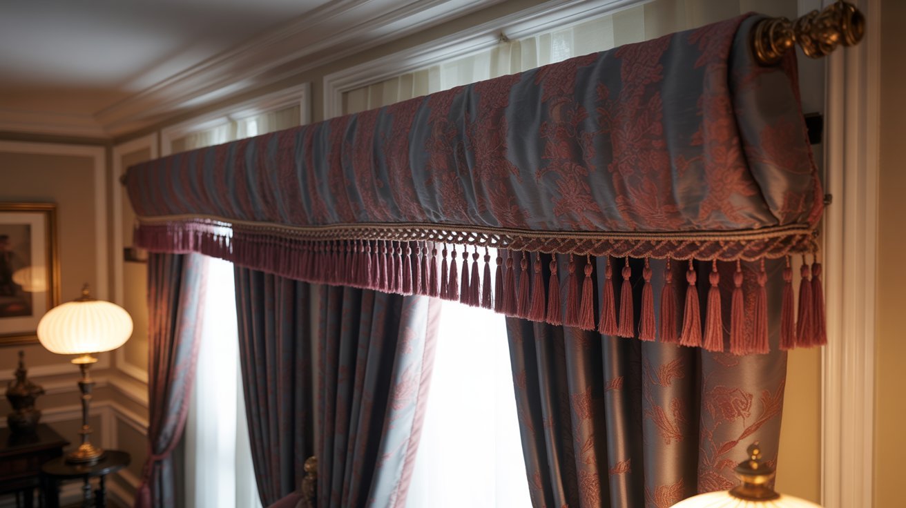 A fabric curtain drapes elegantly in a well-lit room, adding a touch of warmth and color to the space.
