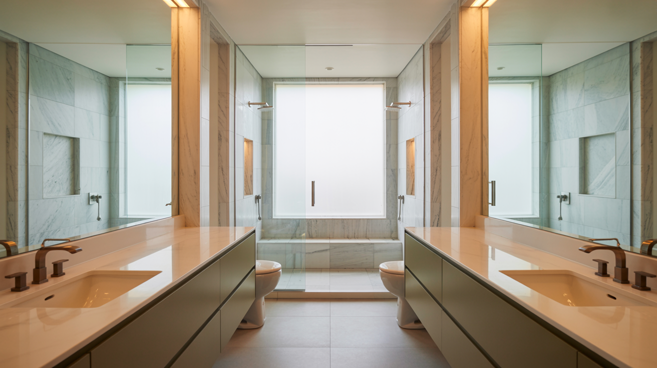 Long Narrow Jack and Jill Bathroom Layout