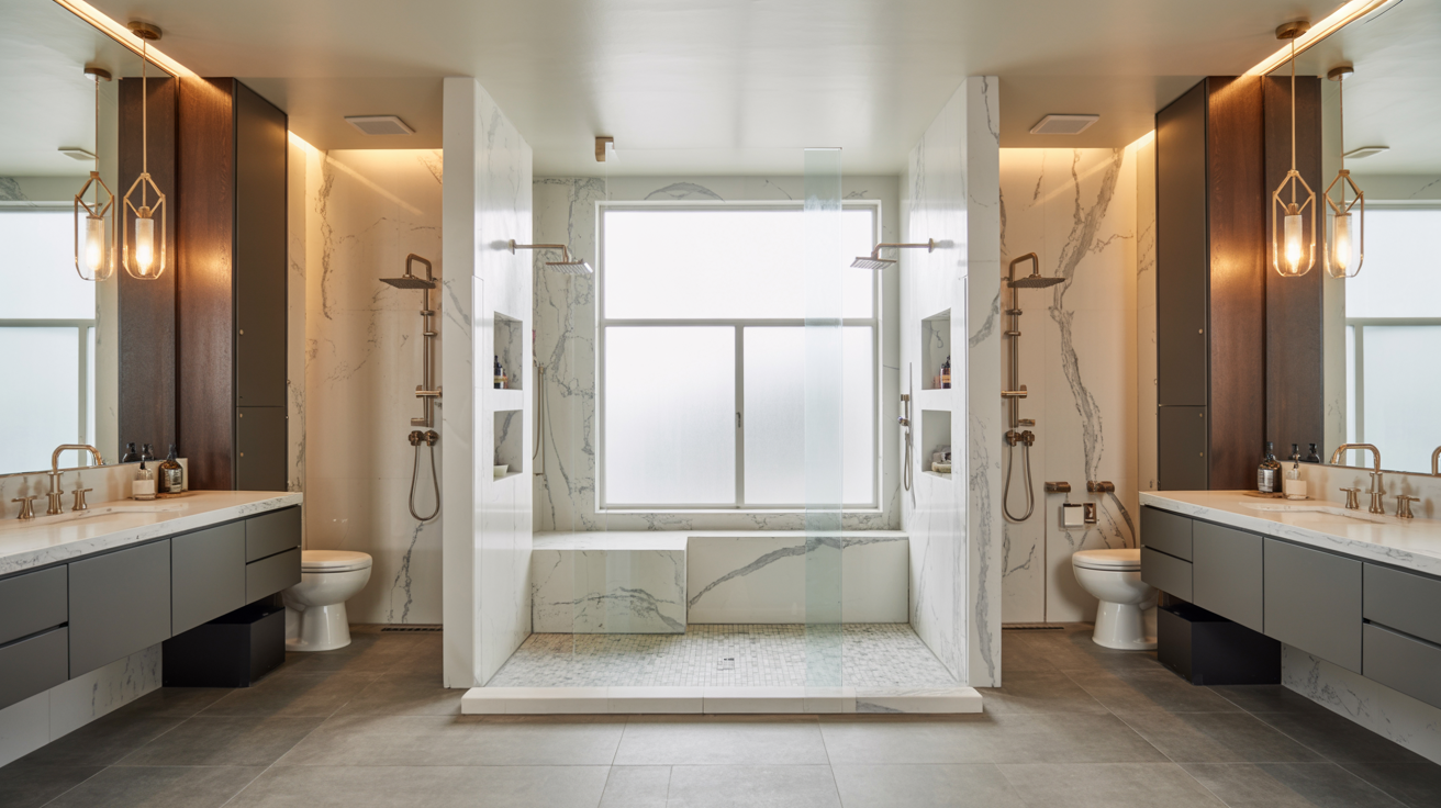 Jack and Jill Bathroom with Separate Toilets for Added Privacy